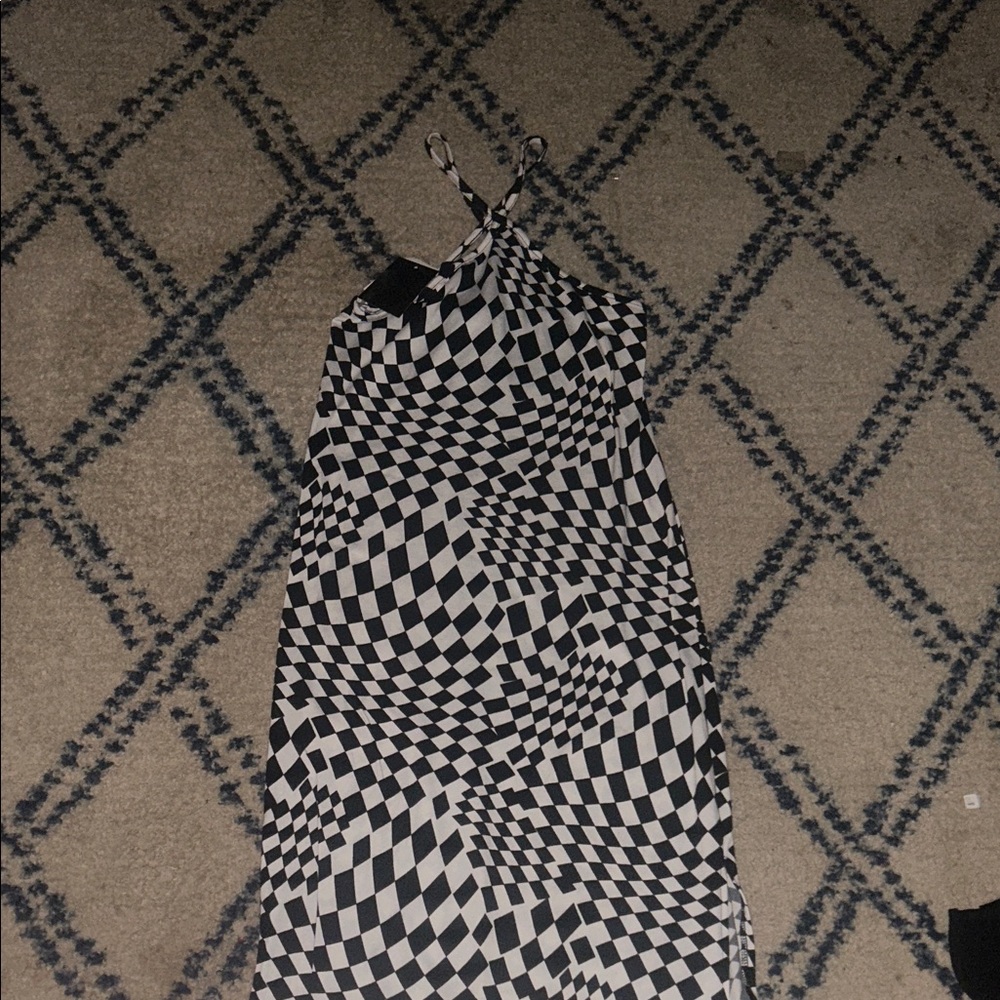 Stylish Black and White Checkered Dress